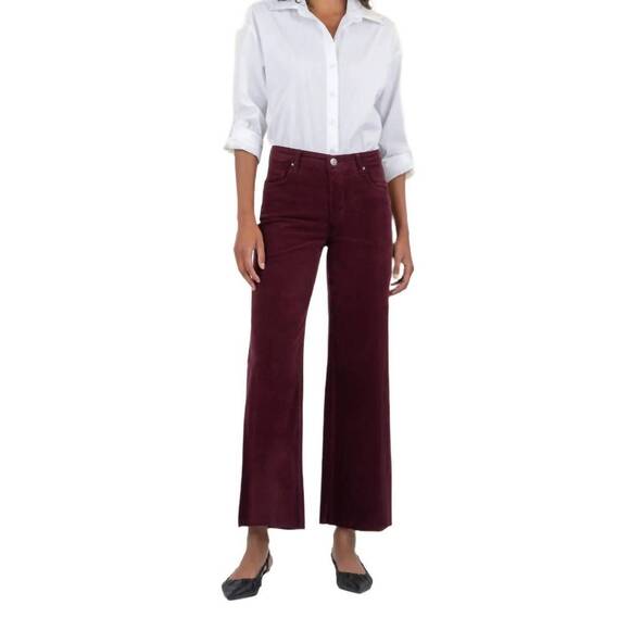 KUT FROM THE KLOTH Pants - NEW KUT FROM THE KLOTH meg wide leg high rise raw hem jeans in dark plum